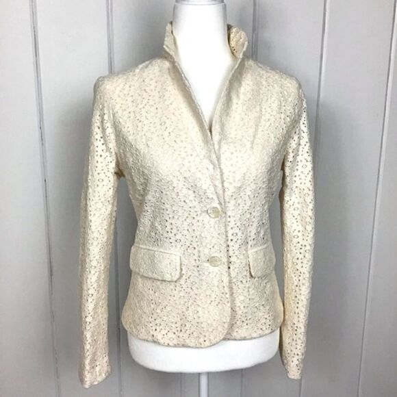 Kenar Cream Cotton Eyelet Lace Blazer - XS - Picture 1 of 7